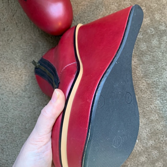 Diesel red leather wedge booties - Picture 9 of 14